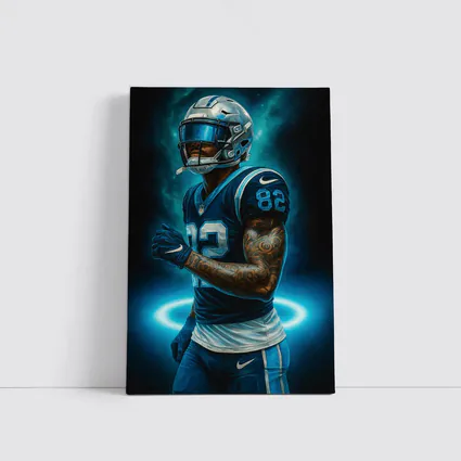 Football Player Number 82 Neon Dark Background