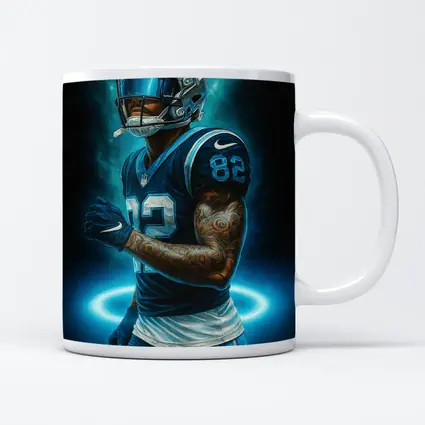Football Player Number 82 Neon Dark Background
