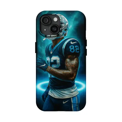 Football Player Number 82 Neon Dark Background