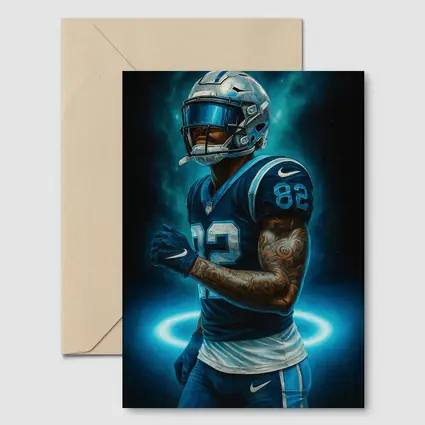 Football Player Number 82 Neon Dark Background