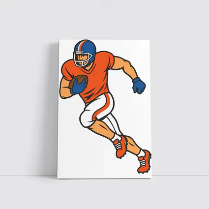 American Football Player Running With Ball Cartoon