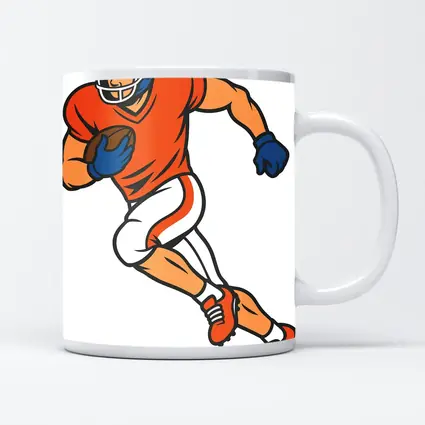 American Football Player Running With Ball Cartoon
