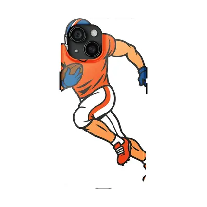 American Football Player Running With Ball Cartoon