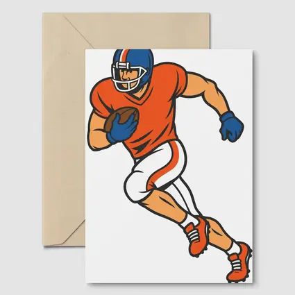 American Football Player Running With Ball Cartoon