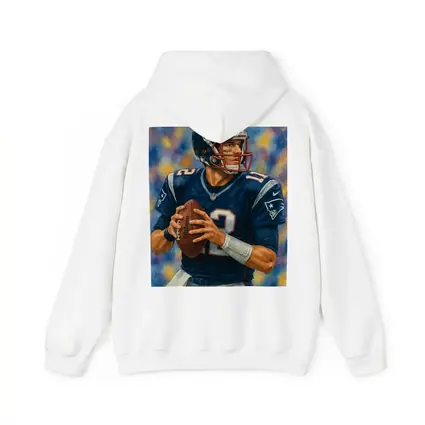 Patriots Quarterback Watercolor Art Blue Background