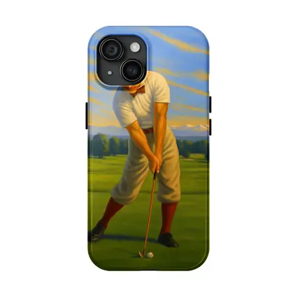 Vintage Golfer Oil Painting Green Course