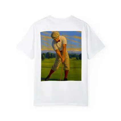 Vintage Golfer Oil Painting Green Course