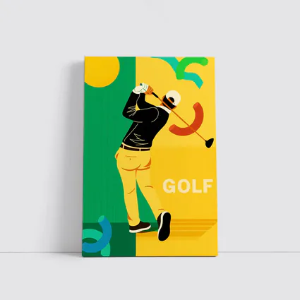 Golf Player Swinging Club Bold Flat Art
