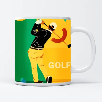 Golf Player Swinging Club Bold Flat Art