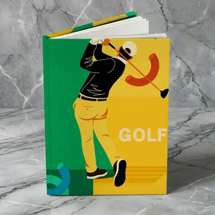 Golf Player Swinging Club Bold Flat Art