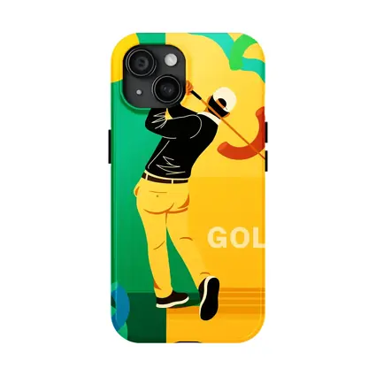 Golf Player Swinging Club Bold Flat Art