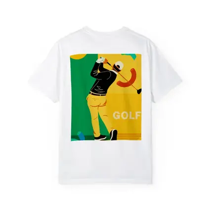 Golf Player Swinging Club Bold Flat Art