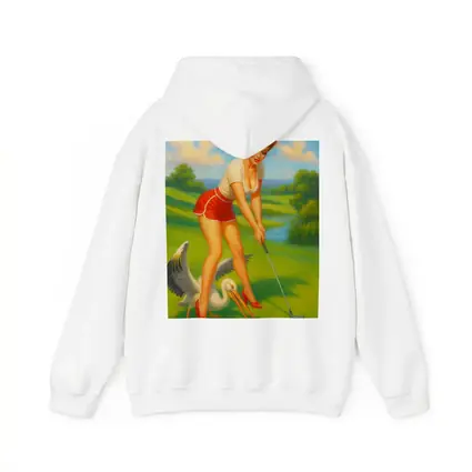 Pin Up Girl Golfing With Pelican Art