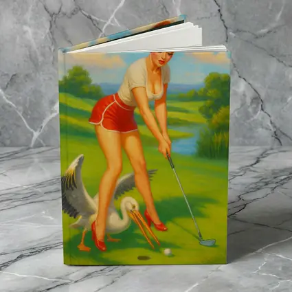 Pin Up Girl Golfing With Pelican Art