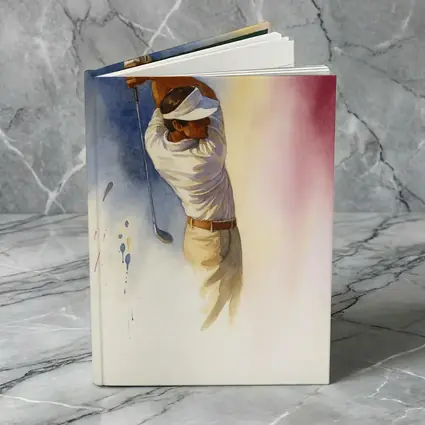 Watercolor Golfer Follow Through Colorful Background