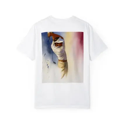 Watercolor Golfer Follow Through Colorful Background