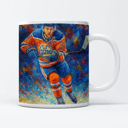 Edmonton Oilers Hockey Player Impressionist Oil Painting