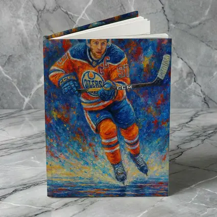 Edmonton Oilers Hockey Player Impressionist Oil Painting