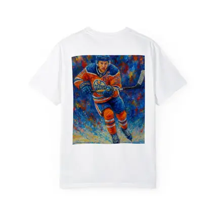 Edmonton Oilers Hockey Player Impressionist Oil Painting