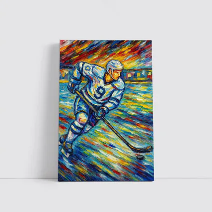 Hockey Player Impressionist Colorful Ice Rink