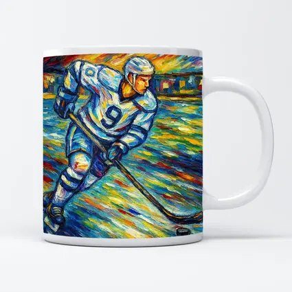 Hockey Player Impressionist Colorful Ice Rink