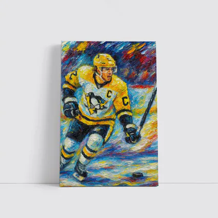 Pittsburgh Penguins Hockey Player Palette Knife Painting