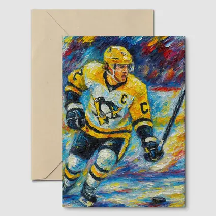 Pittsburgh Penguins Hockey Player Palette Knife Painting