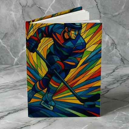 Hockey Player Stained Glass Colorful Art