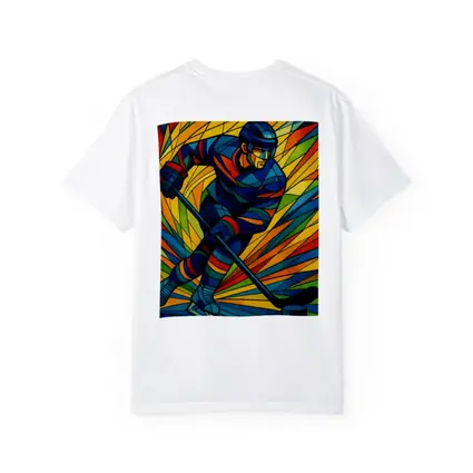 Hockey Player Stained Glass Colorful Art