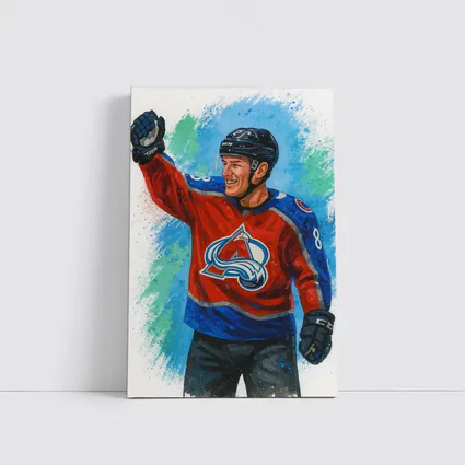 Colorado Avalanche Hockey Player Watercolor Art
