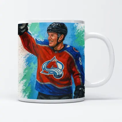 Colorado Avalanche Hockey Player Watercolor Art