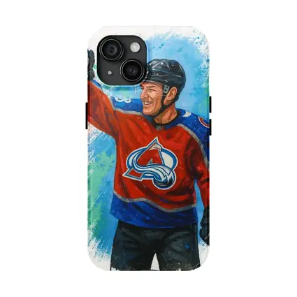 Colorado Avalanche Hockey Player Watercolor Art