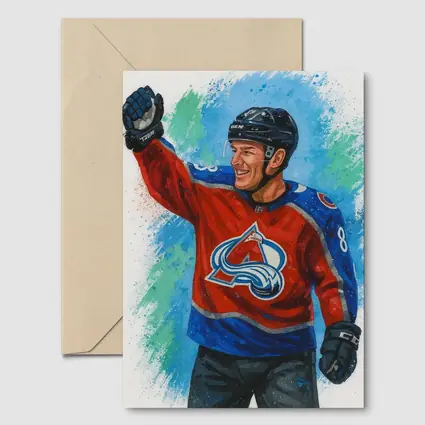 Colorado Avalanche Hockey Player Watercolor Art