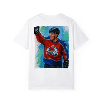 Colorado Avalanche Hockey Player Watercolor Art