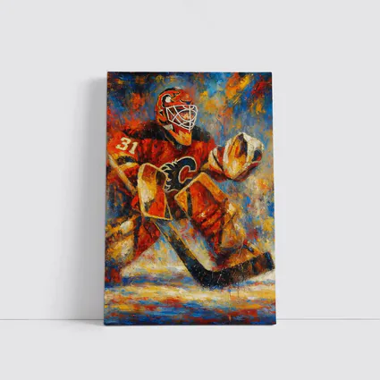 Calgary Flames Goalie Oil Painting Art