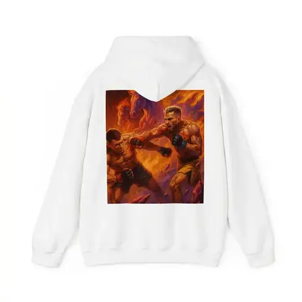 MMA Fighters Brawl Fiery Horse Background