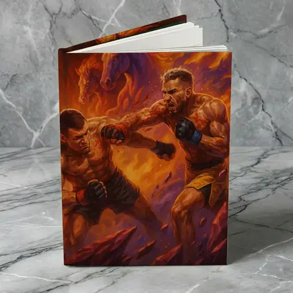 MMA Fighters Brawl Fiery Horse Background