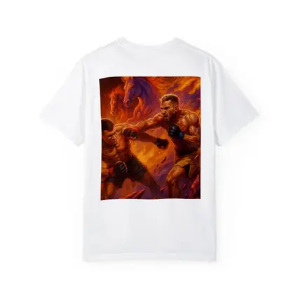 MMA Fighters Brawl Fiery Horse Background