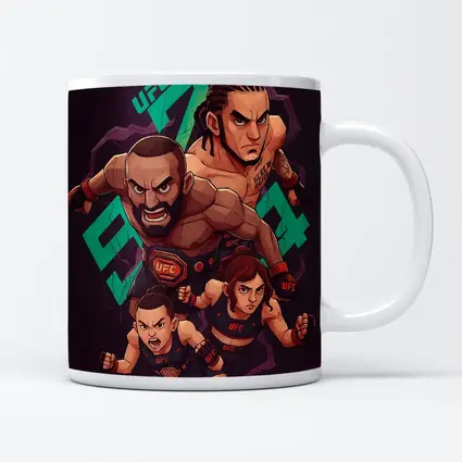 UFC 284 Fighter Cartoon Art Dark Background