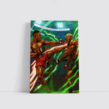 MMA Fighter Head Kick Octagon Comic Art