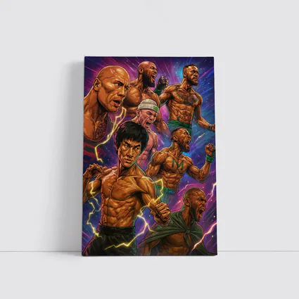 Legendary Fighters Comic Art Purple Background