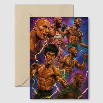 Legendary Fighters Comic Art Purple Background