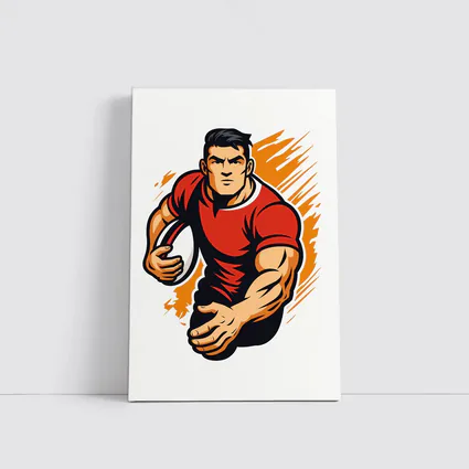 Rugby Player Running With Ball Illustration