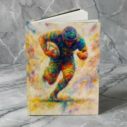 Rugby Player Running Watercolor Art Burst
