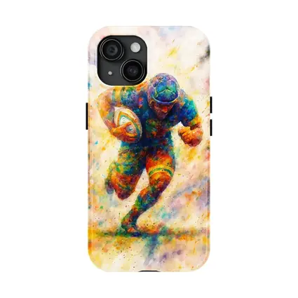 Rugby Player Running Watercolor Art Burst