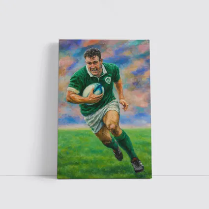 Ireland Rugby Player Running With Ball Painting
