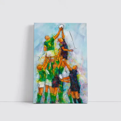 Rugby Line Out Watercolor Art Sports
