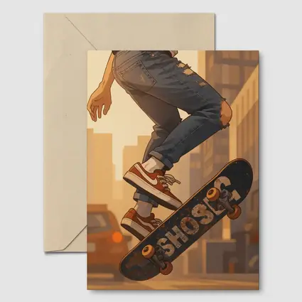 Skater Kickflip Anime Art Urban Street