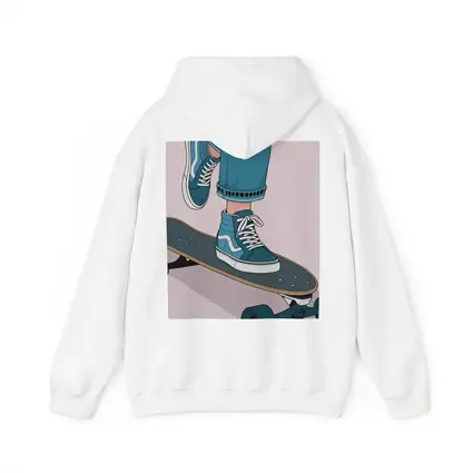Skater Blue Sneakers On Skateboard Illustration