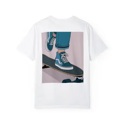 Skater Blue Sneakers On Skateboard Illustration